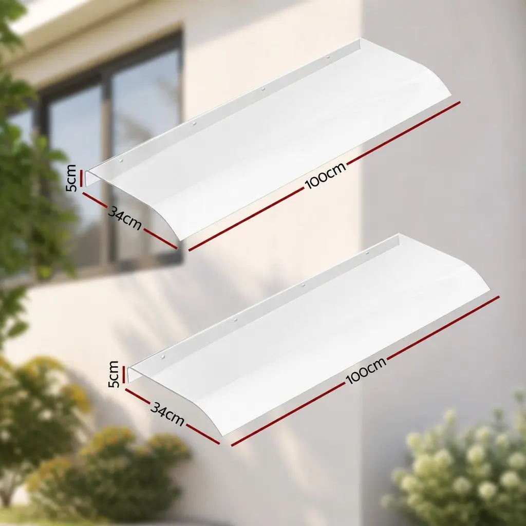 Awning for Door or Window 0.4m x 2m Transparent Polycarbonate Sheet UV Rain Protection