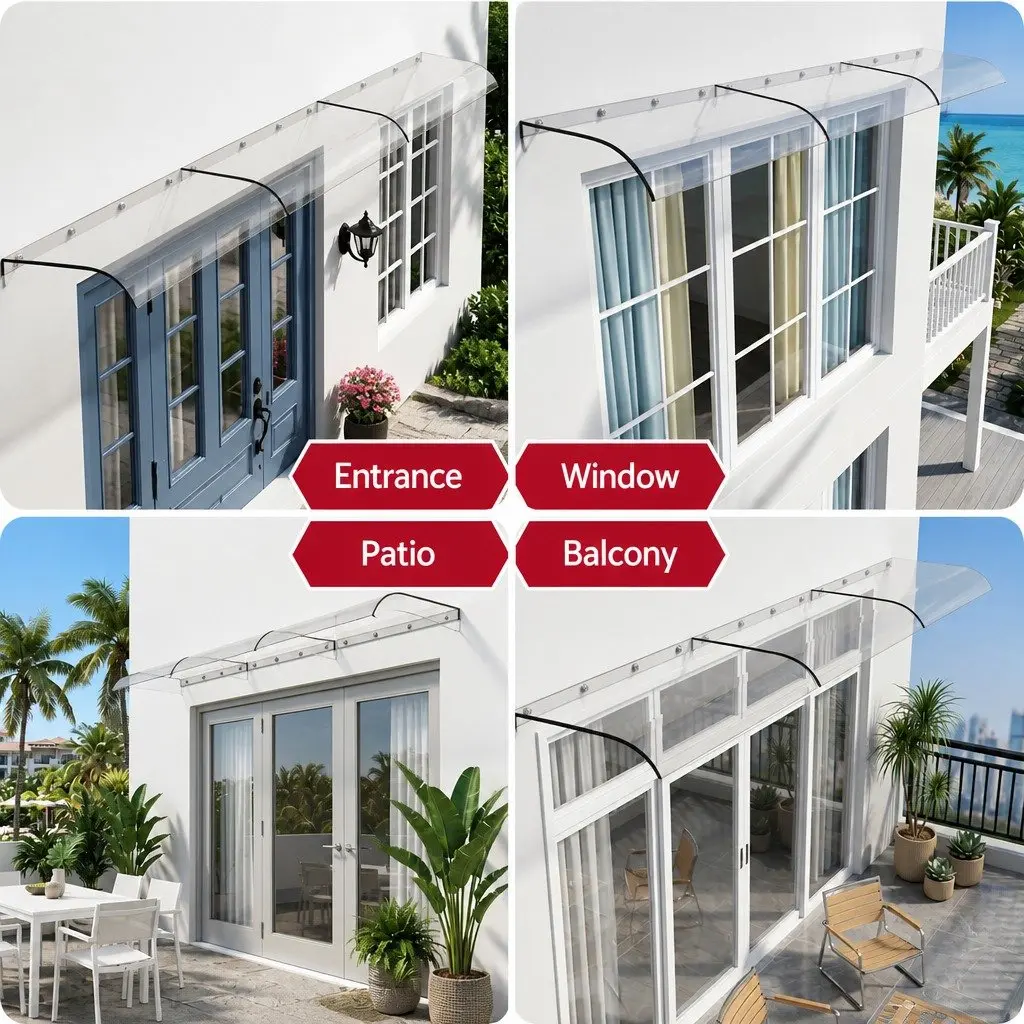 Awning for Door and Window 0.4m x 3m Transparent Polycarbonate Sheet