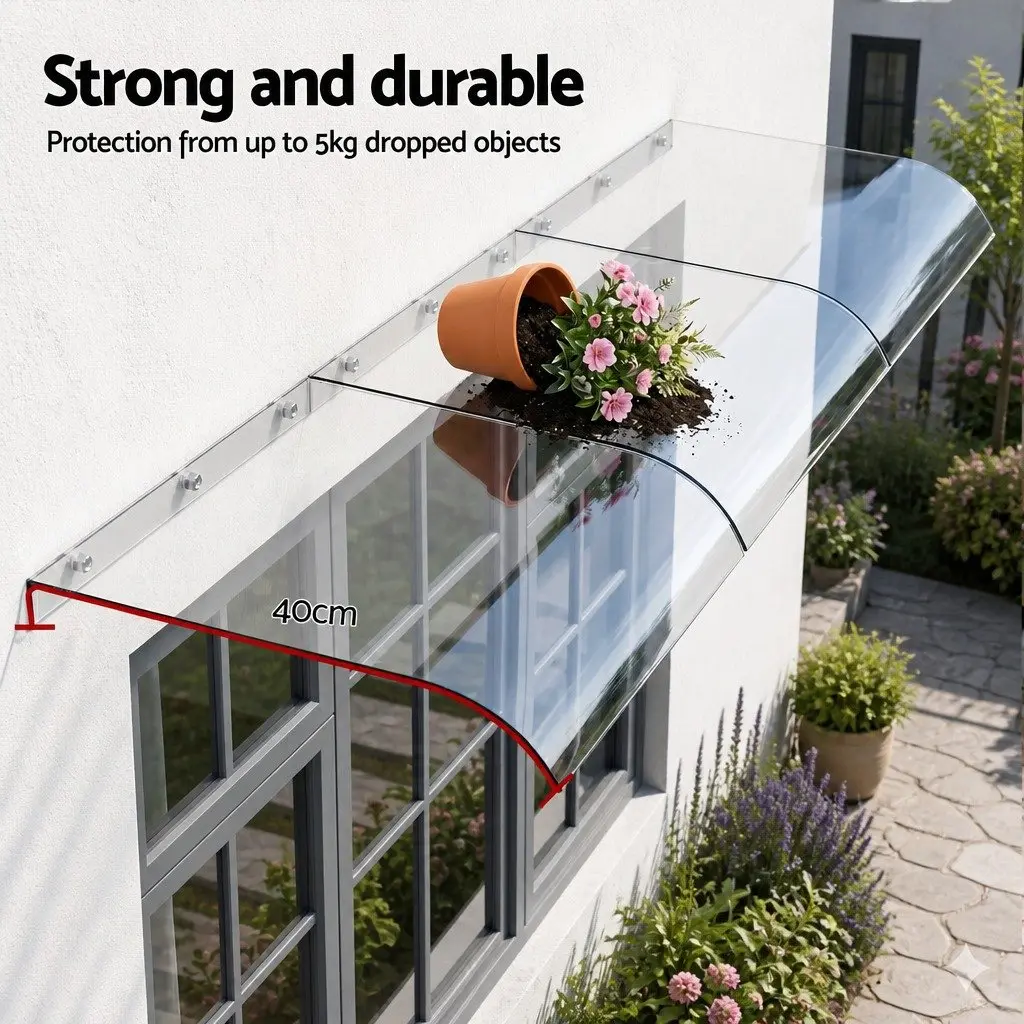 Awning for Door and Window 0.4m x 3m Transparent Polycarbonate Sheet