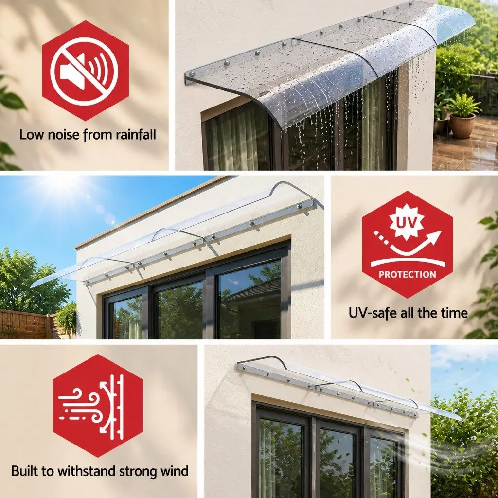 Awning for Door and Window 0.4m x 3m Transparent Polycarbonate Sheet