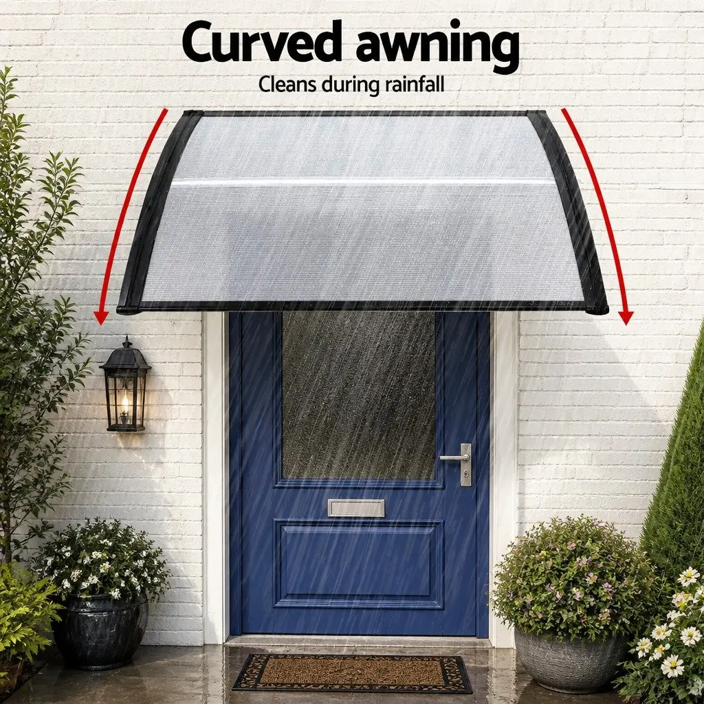 Awning for Window and Door 0.8M x 1M Transparent PC Panel Canopy