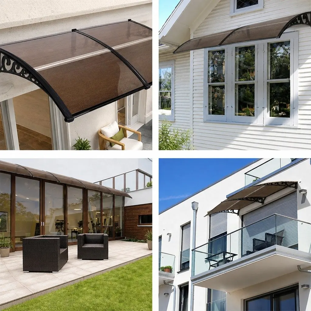 Awning for Window and Door 0.8m x 2m Polycarbonate Panel Shade Cover