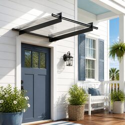 Window Door Awning Canopy 1m x 1m Transparent Polycarbonate Panel Metal Frame