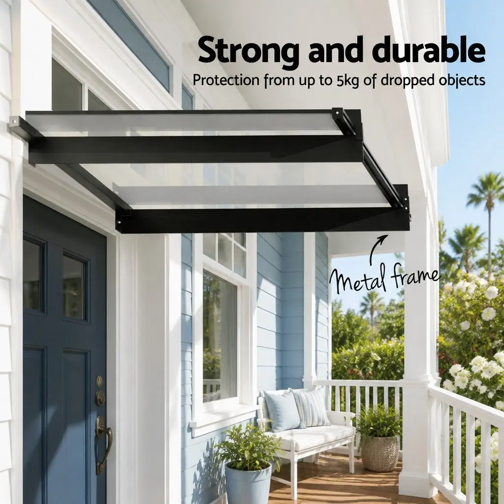 1m x 1m Polycarbonate Panel Awning with Metal Brackets