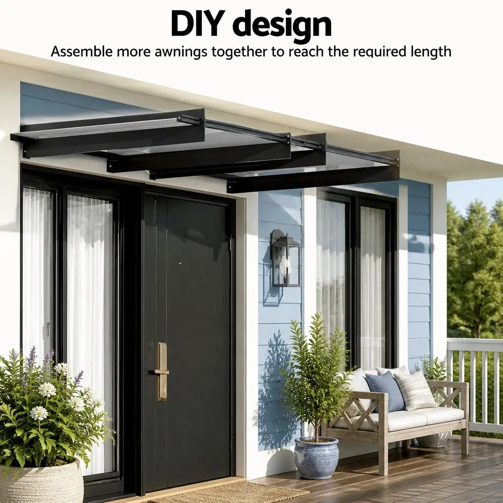 1m x 1m Polycarbonate Panel Awning with Metal Brackets