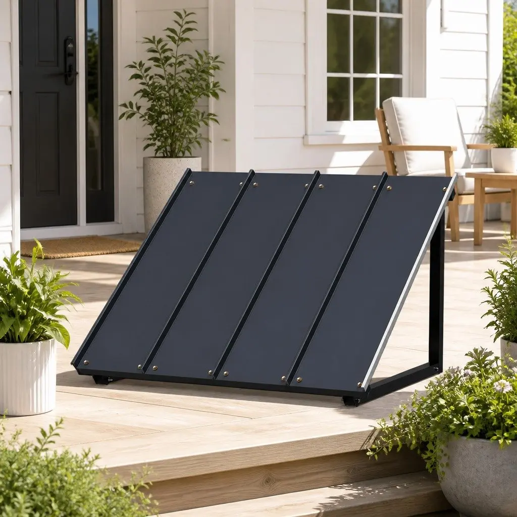 Awning Canopy for Window and Door 1m x 1.2m Black Metal Frame Shade Shelter