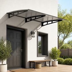 1m x 2m Window and Door Awning - Grey Polycarbonate Panel