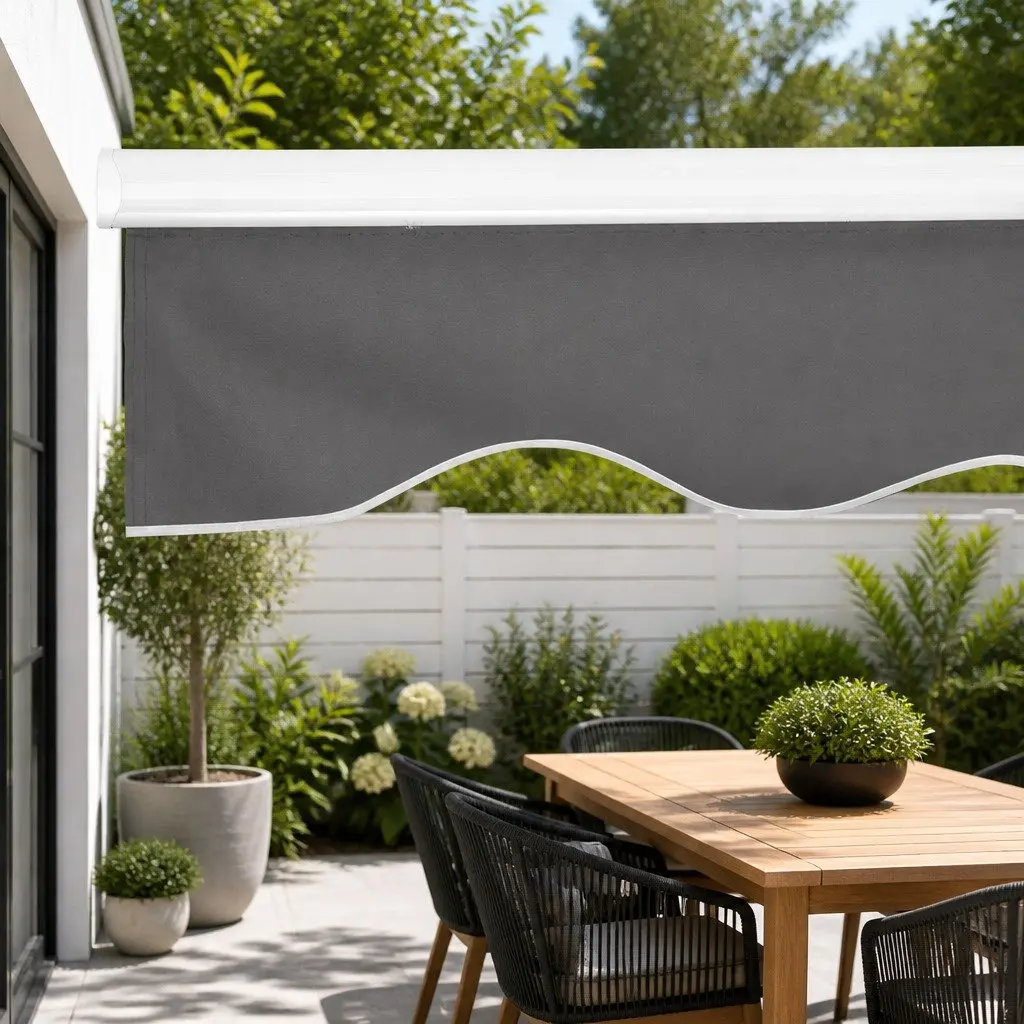 Folding Arm Awning 2m x 1.5m with Grey Polyester Fabric