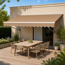 Folding Arm Awning Specifications: 2.5m x 2m Beige, Aluminium Frame