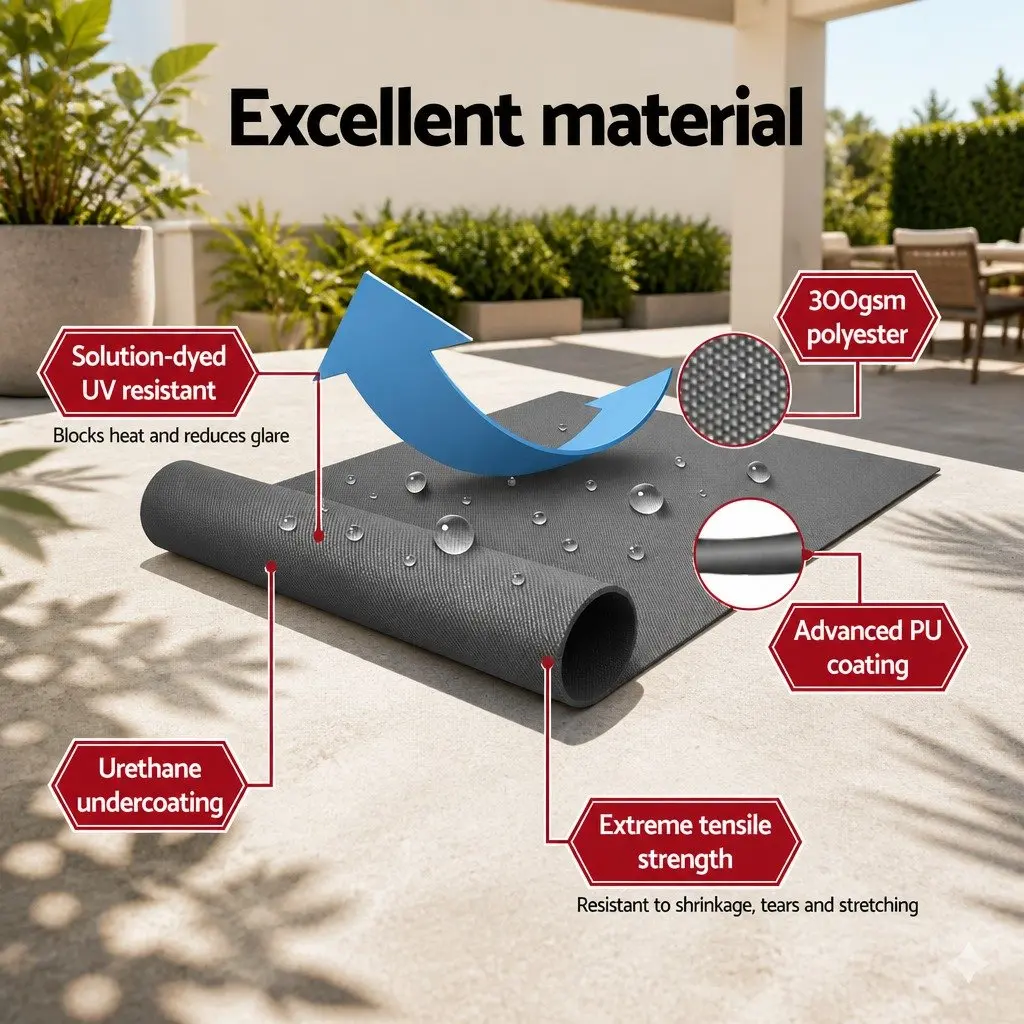 Folding Arm Awning Manual Sunshade for Patio Garden 3M X 2M Grey