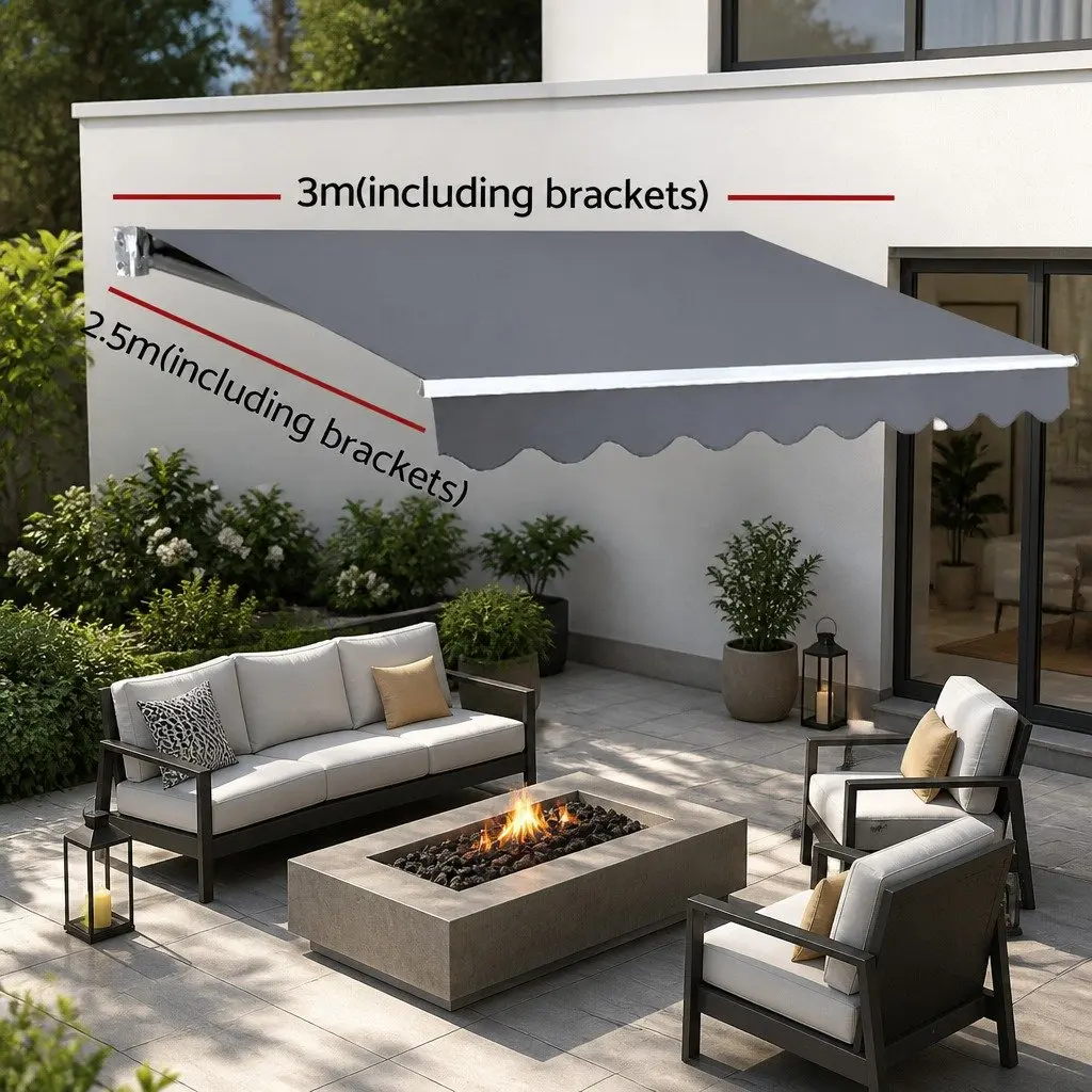 Folding Arm Awning Outdoor Patio Garden 3m x 2.5m