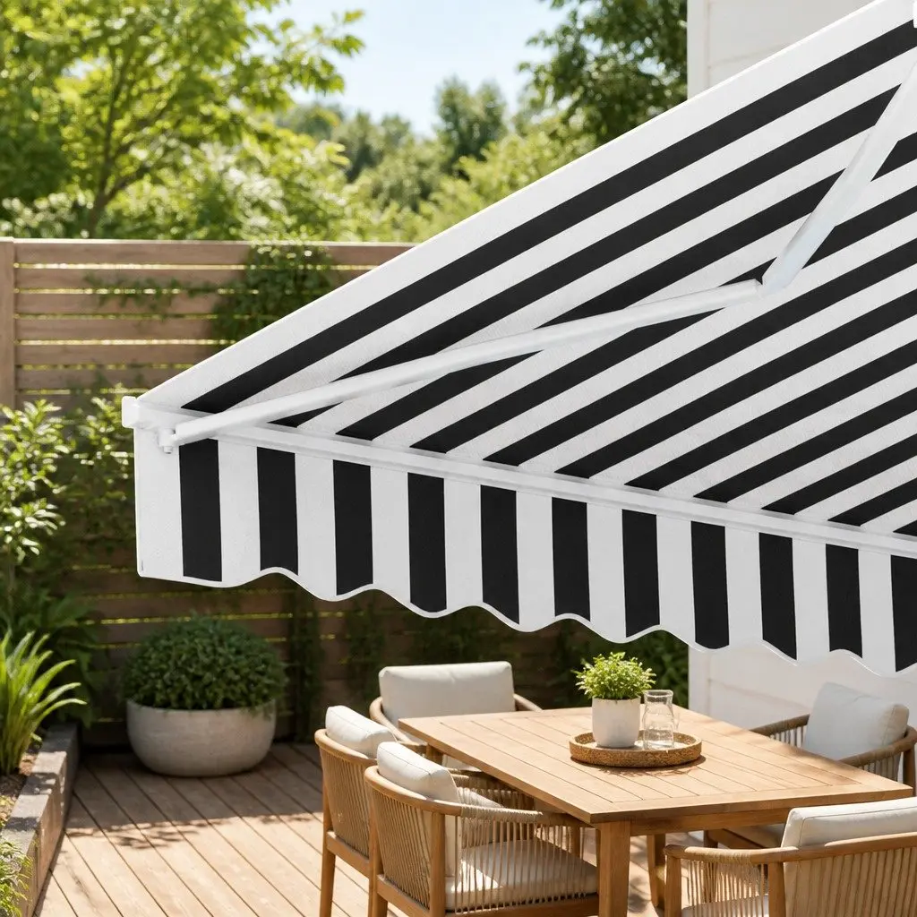 Folding Arm Awning Manual Sunshade for Patio Garden 3m x 2.5m