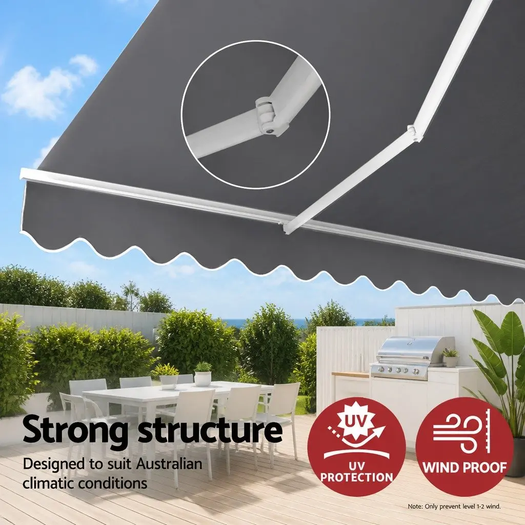 Folding Arm Awning, 3m x 2.5m, Pearl Grey