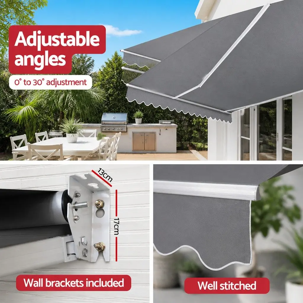 Folding Arm Awning, 3m x 2.5m, Pearl Grey
