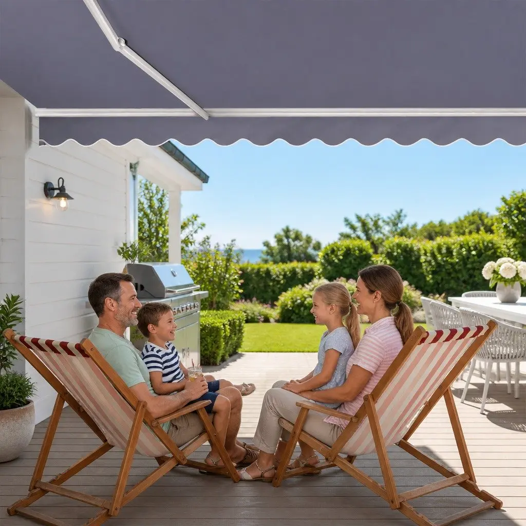 Folding Arm Awning, 3m x 2.5m, Pearl Grey