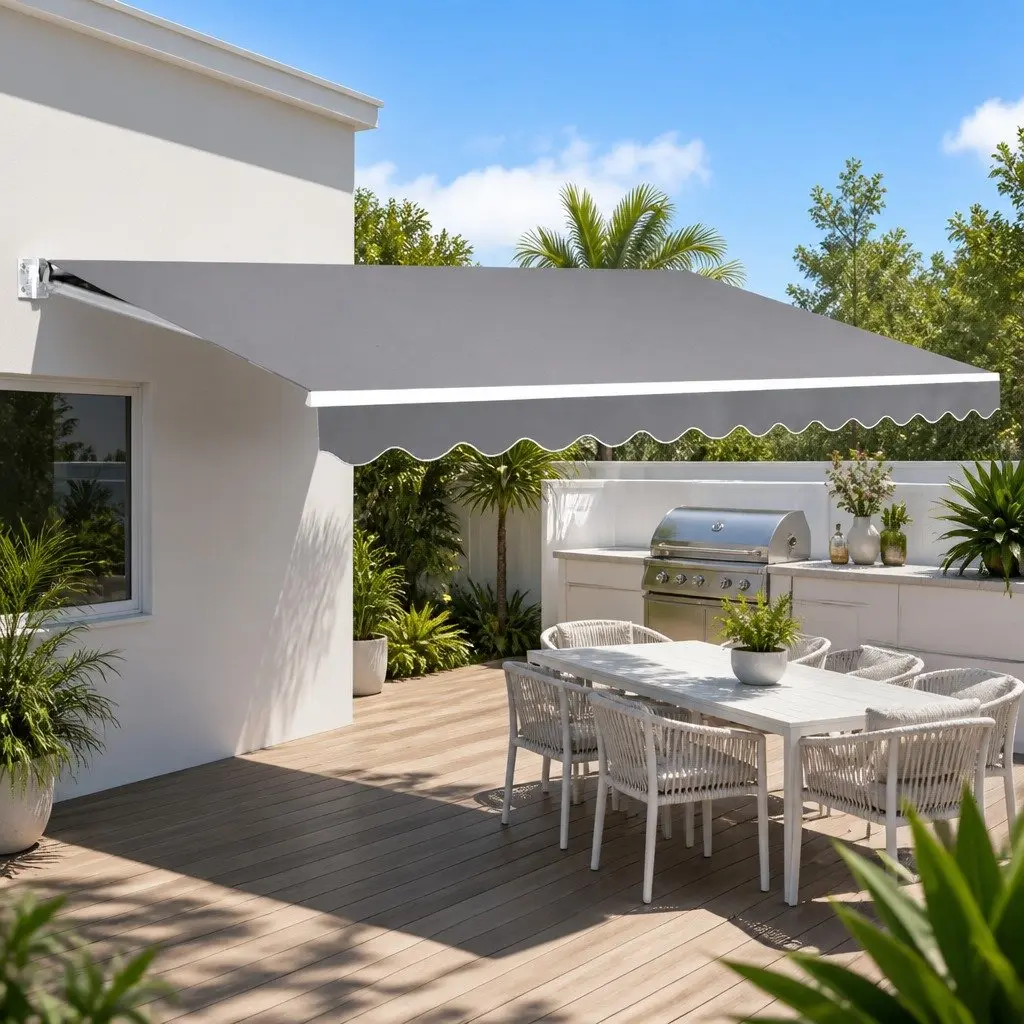 Folding Arm Awning, 3m x 2.5m, Pearl Grey