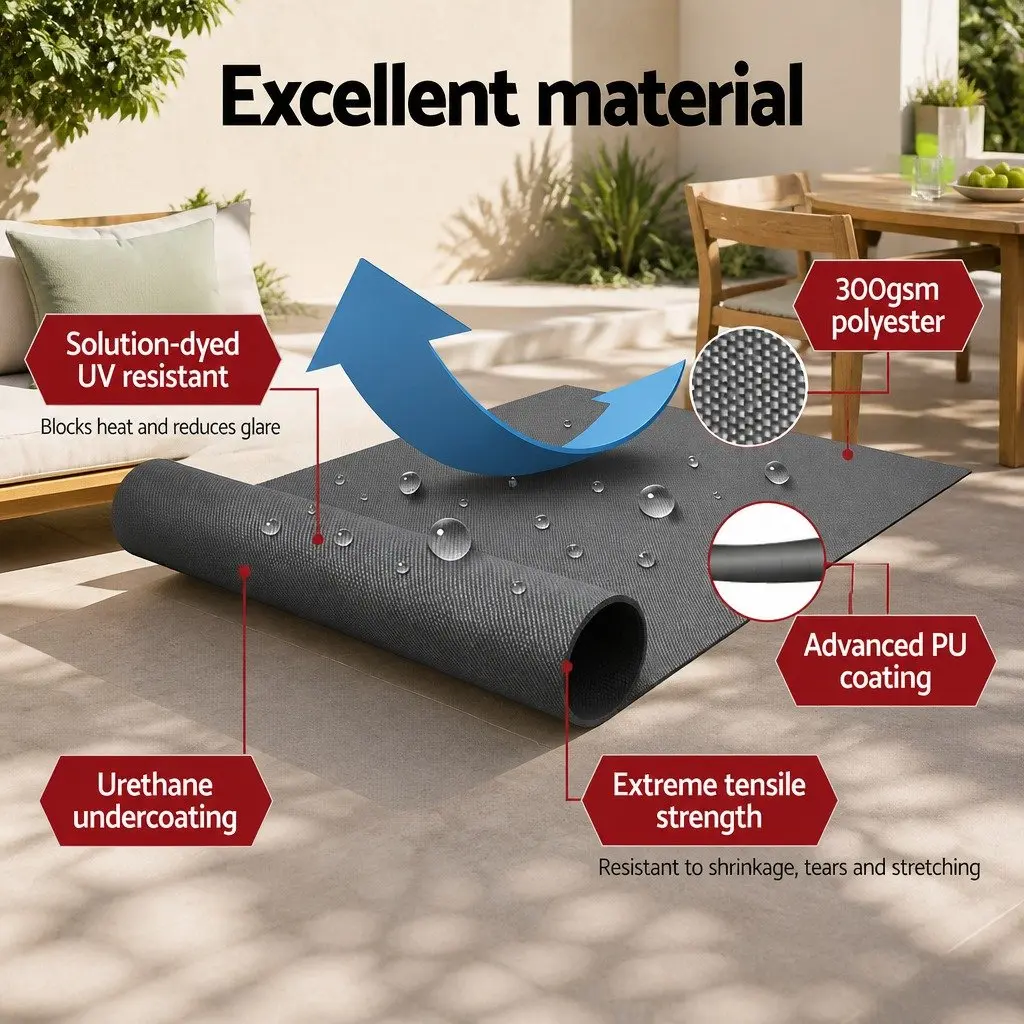 Folding Arm Awning Manual Retractable Sunshade 3.5M x 2.5M Garden Patio Grey