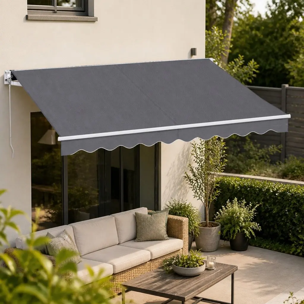 Grey Retractable Folding Arm Awning 3.5M x 3M
