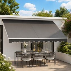 Folding Arm Awning Specs: 4m x 2.5m Grey Sunshade