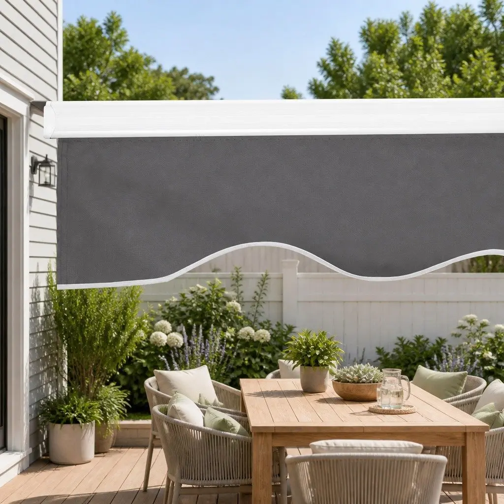 Folding Arm Awning Outdoor Patio 4m x 2.5m Grey