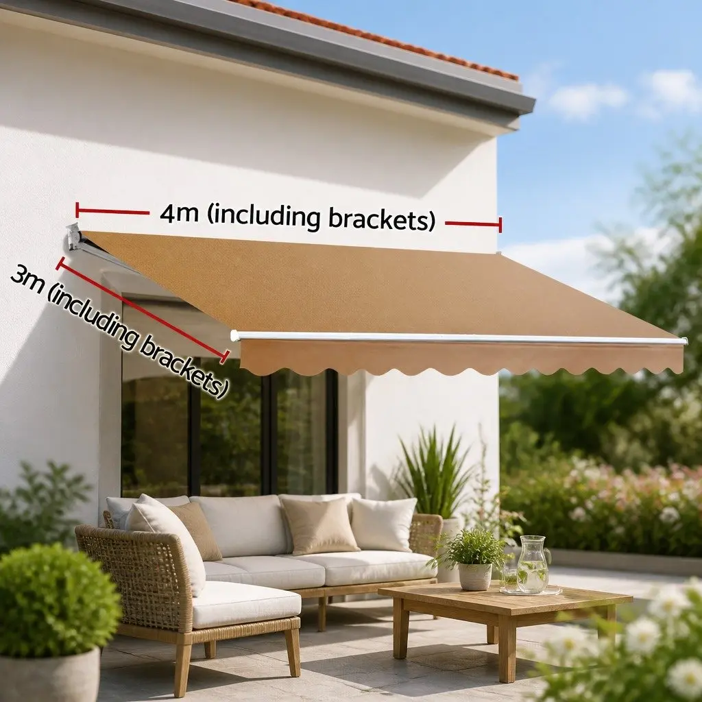 Folding Arm Awning 4M x 3M in Beige
