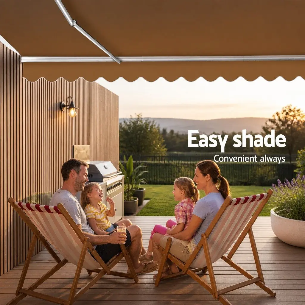 Folding Arm Awning 4M x 3M in Beige