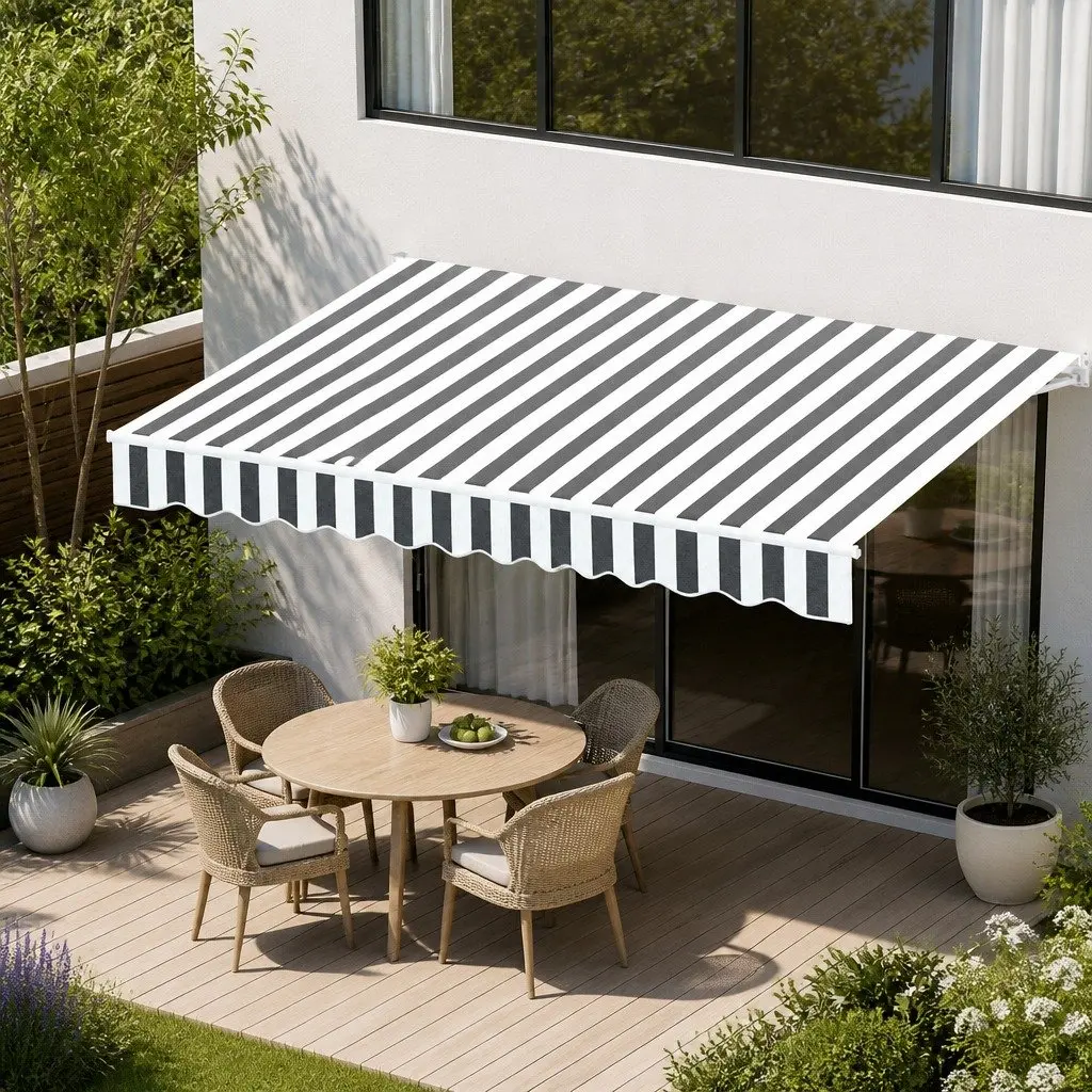 4m x 3m Manual Folding Arm Awning with Durable Fabric