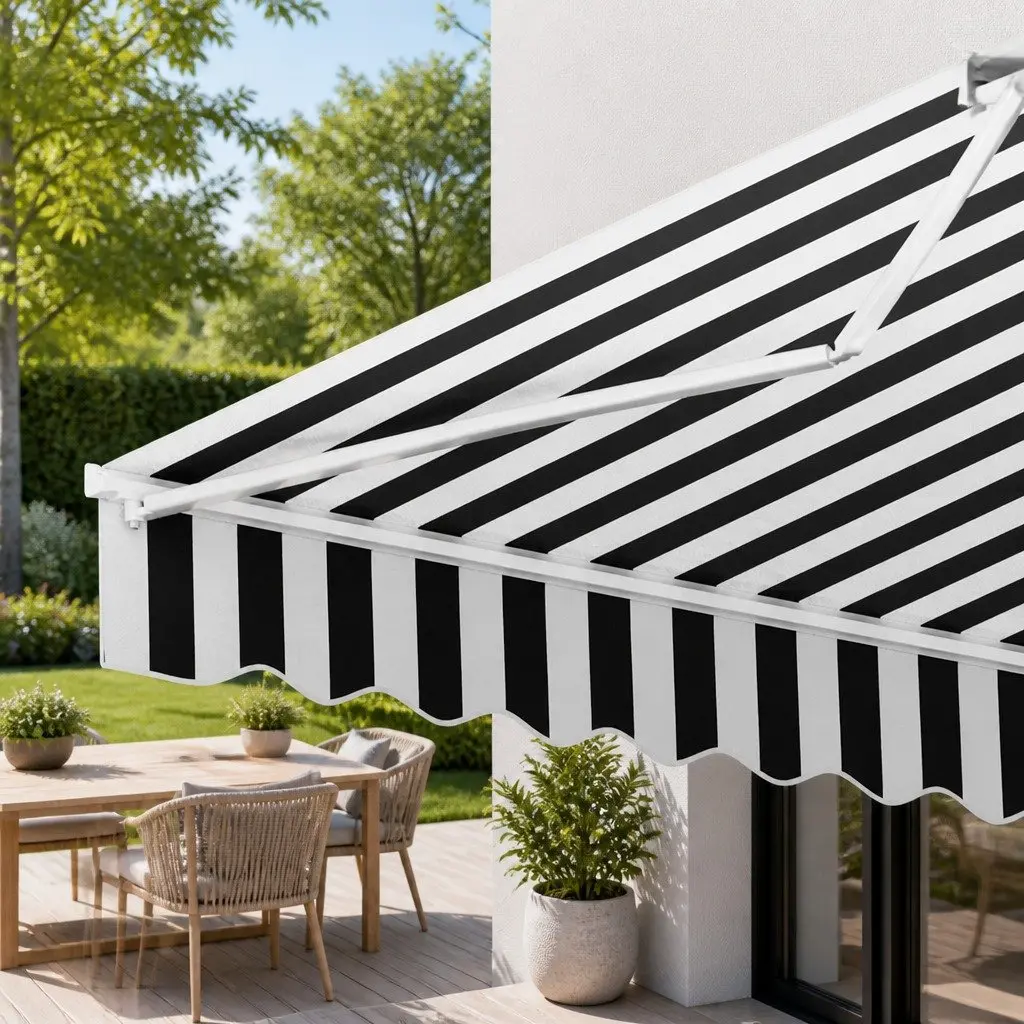 Folding Arm Awning for Patio Garden 4m x 3m Manual Hand Crank Sunshade