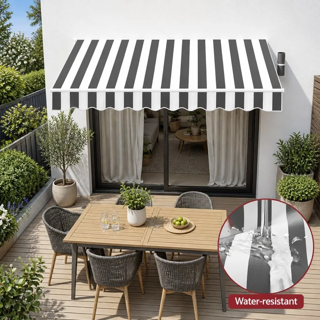 Folding Arm Awning for Patio Garden 4m x 3m Manual Hand Crank Sunshade