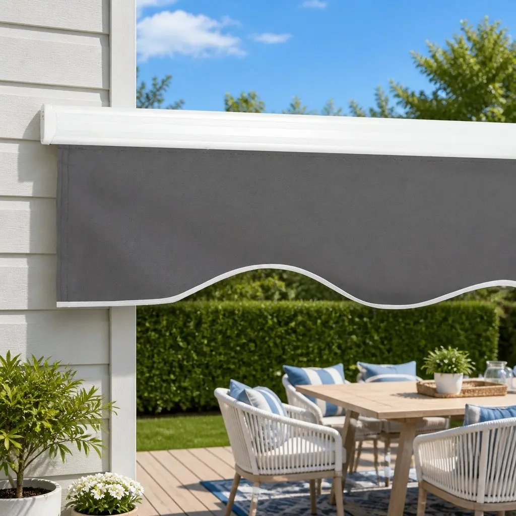 Folding Arm Awning Outdoor Shade 4.5M x 2.5M Grey
