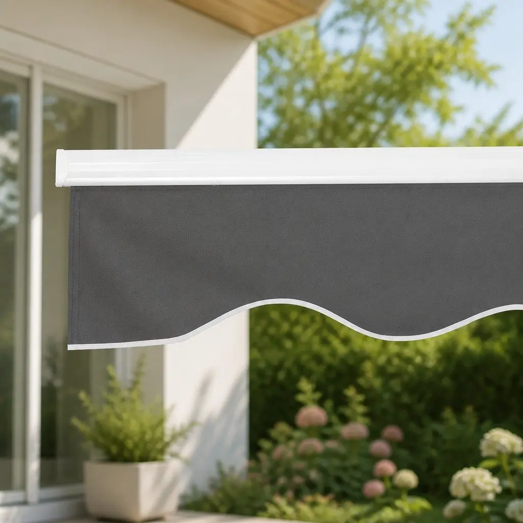 Folding Arm Awning Manual Retractable Sunshade 4.5m x 3m Patio Garden Grey