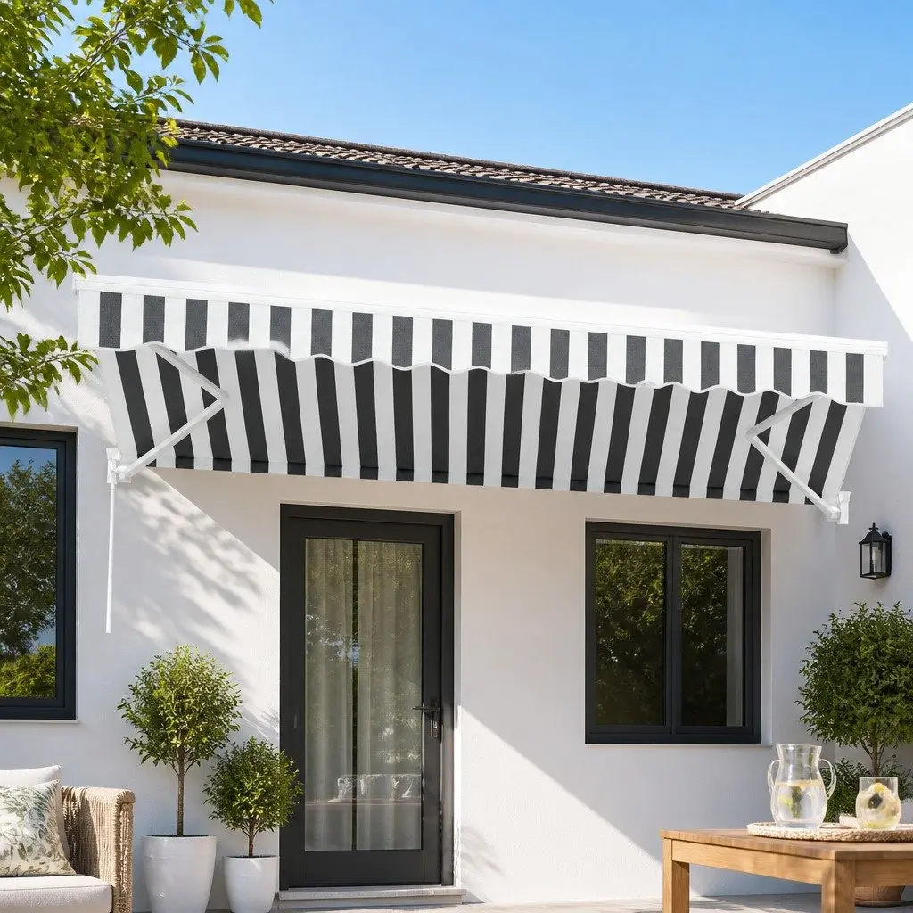 Folding Arm Awning Outdoor Sunshade 4.5M x 3M Grey