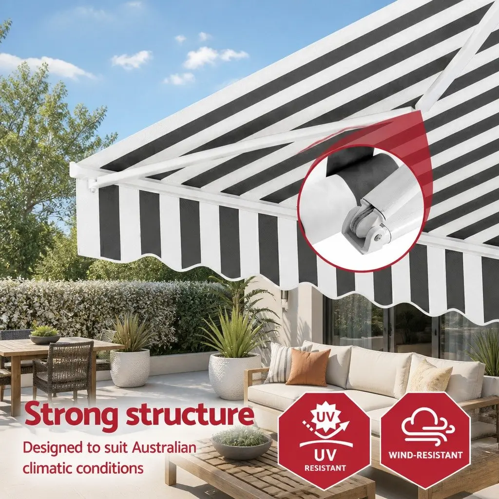 Folding Arm Awning Outdoor Sunshade 4.5M x 3M Grey