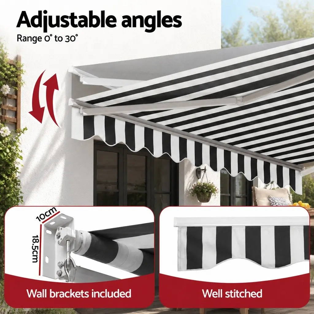 Folding Arm Awning Outdoor Sunshade 4.5M x 3M Grey