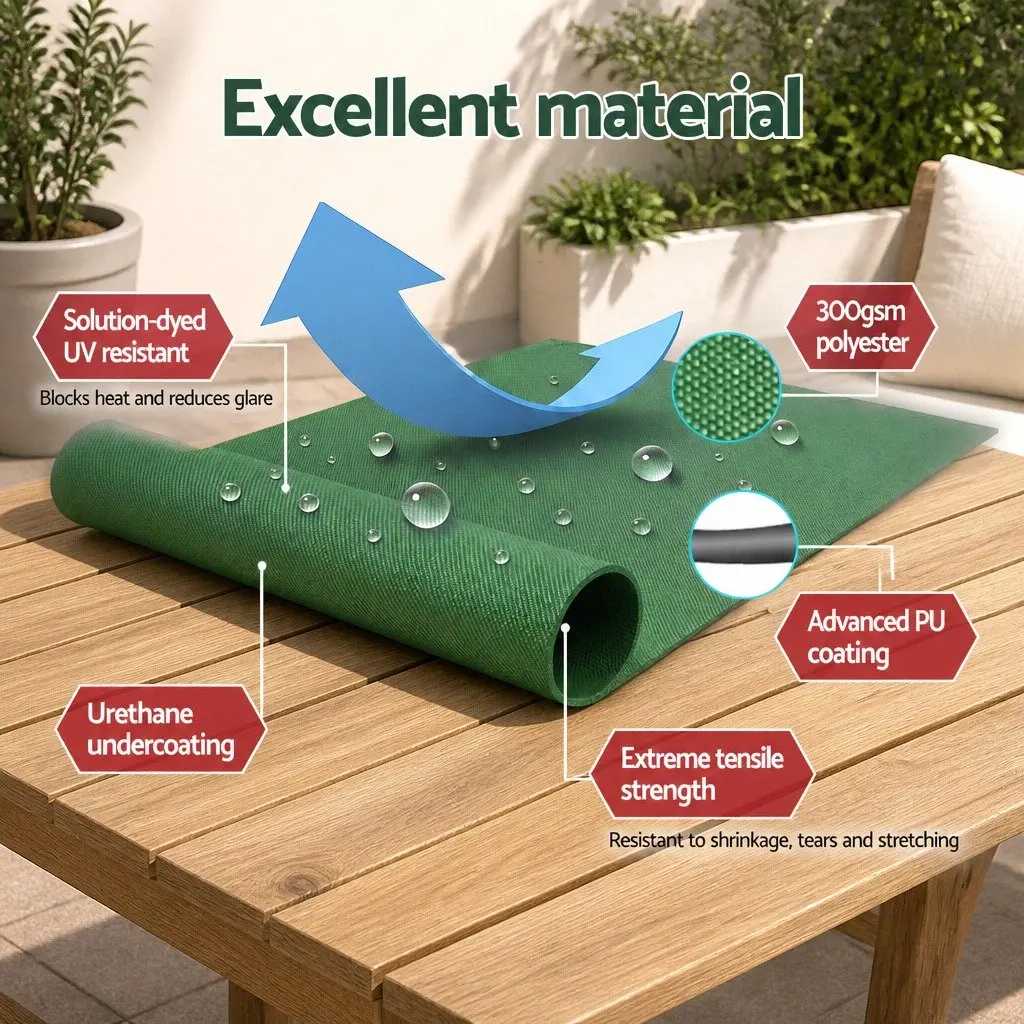 Folding Arm Awning Outdoor Sunshade 5m x 3m Dark Green