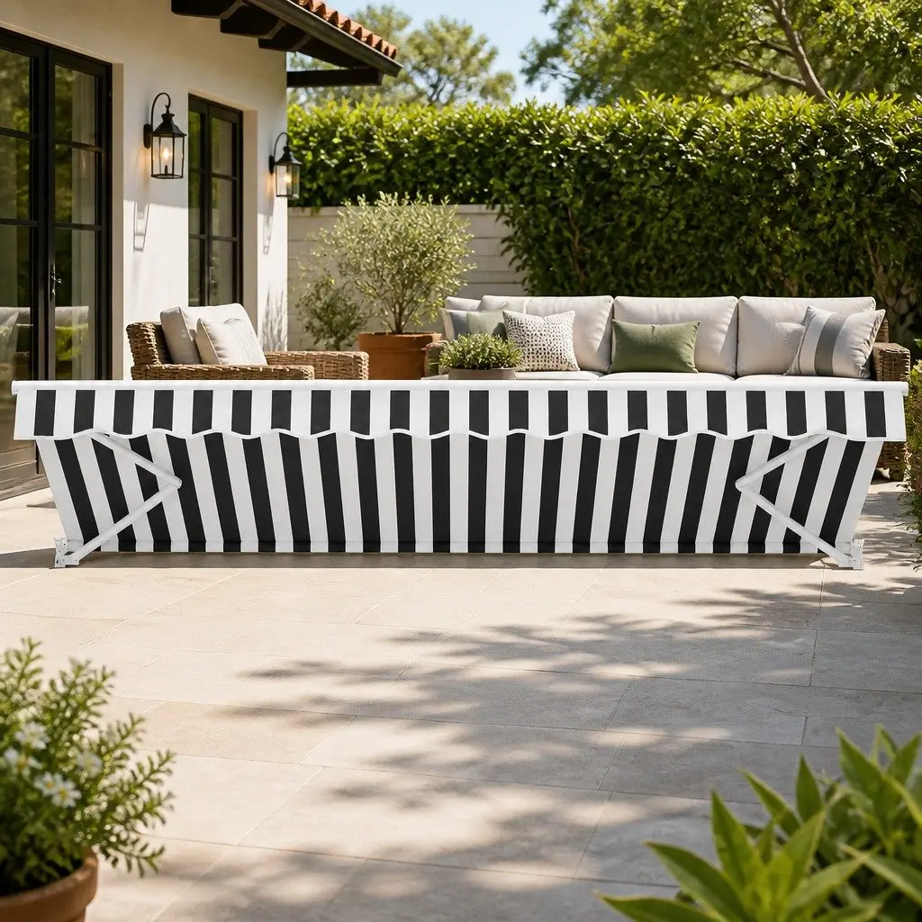 Folding Arm Awning for Patio Garden 5m x 3m Grey White