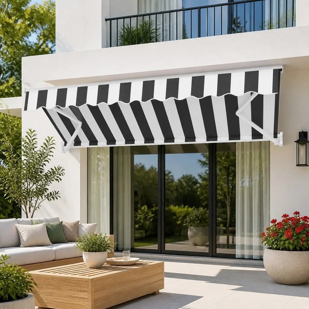 Retractable Folding Arm Awning for Patios Gardens 2.5m x 2m