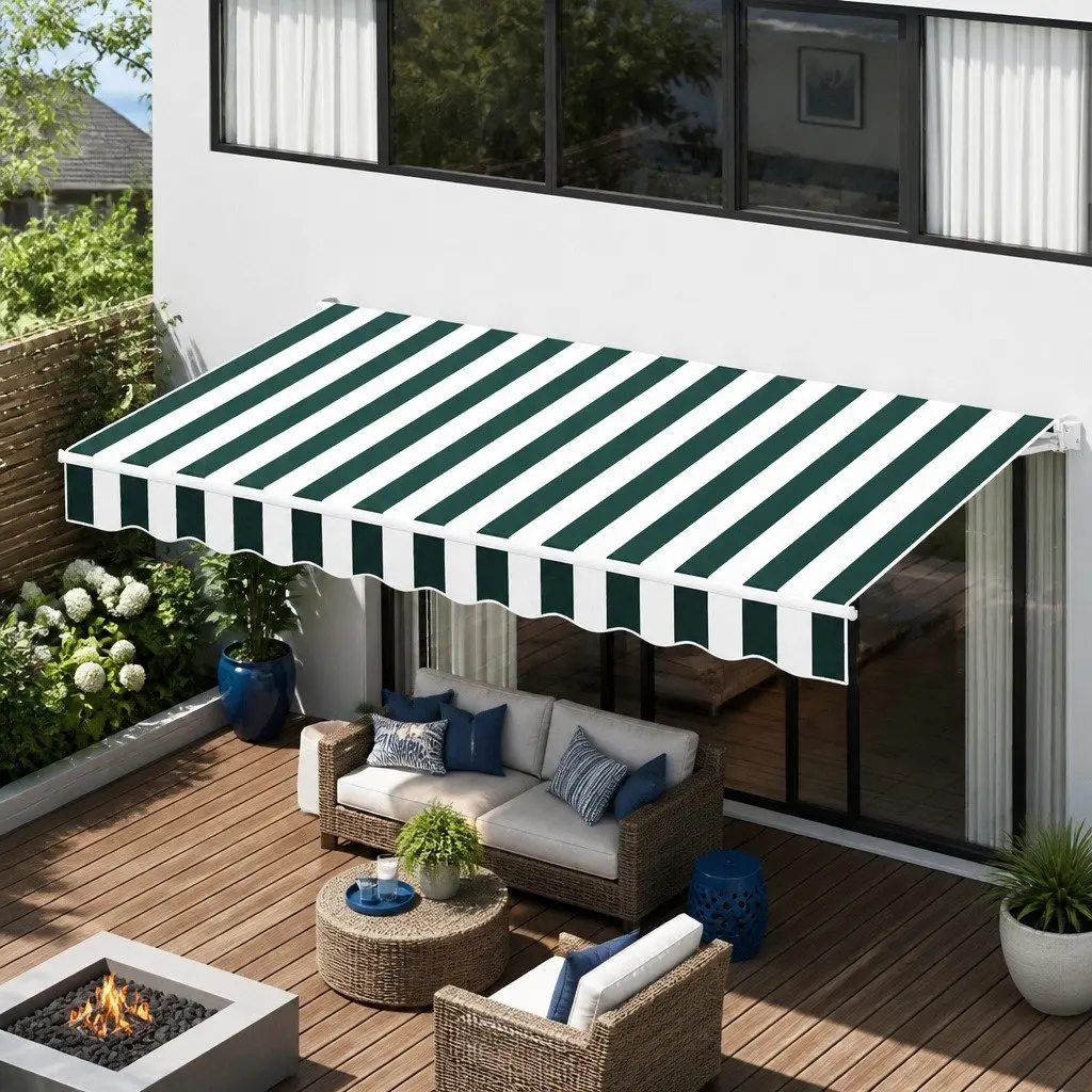 Retractable Folding Arm Awning Motorised Remote Control Garden Patio Sunshade