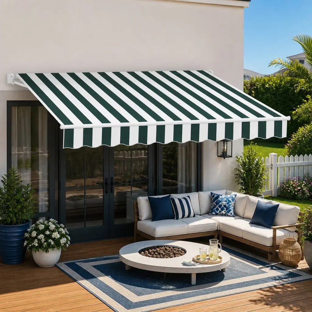Retractable Folding Arm Awning Motorised Remote Control Garden Patio Sunshade