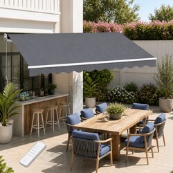 3.5M x 2.5M Retractable Folding Arm Awning Grey