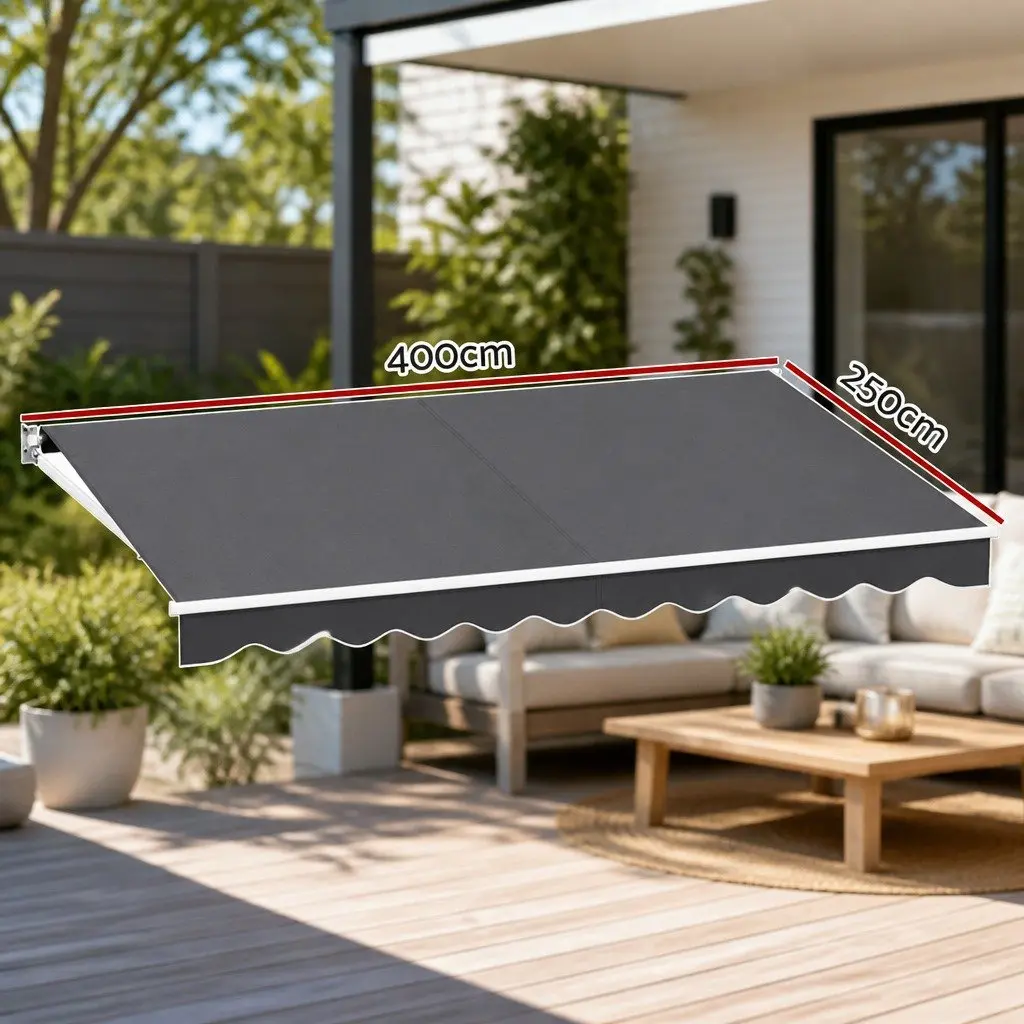 Retractable Folding Arm Awning Motorised Sunshade 4M x 2.5M Garden Patio