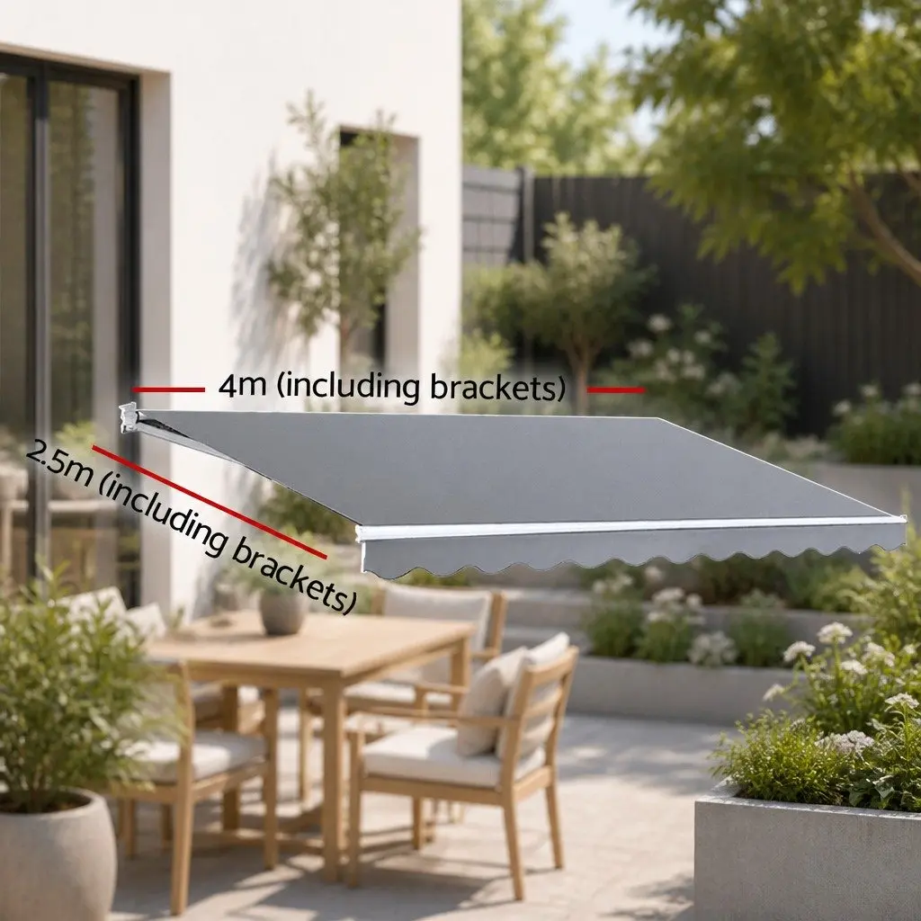 Retractable Folding Arm Motorised Awning Sunshade 4m x 2.5m Patio Garden Shade