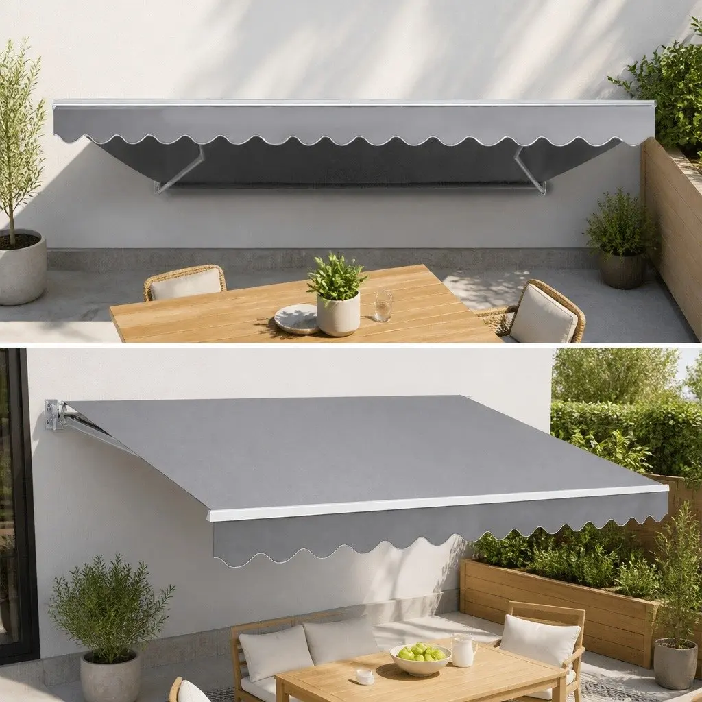 Retractable Folding Arm Motorised Awning Sunshade 4m x 2.5m Patio Garden Shade