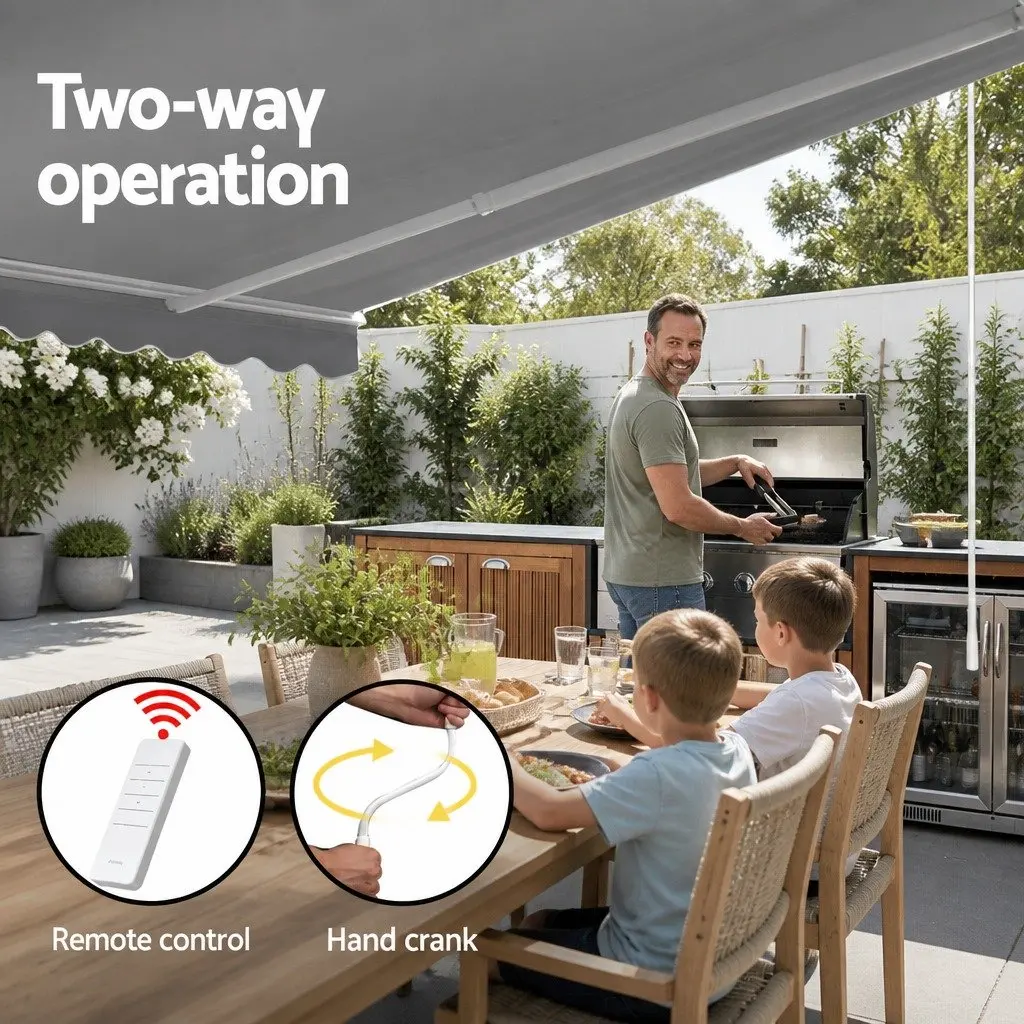 Retractable Folding Arm Motorised Awning Sunshade 4m x 2.5m Patio Garden Shade