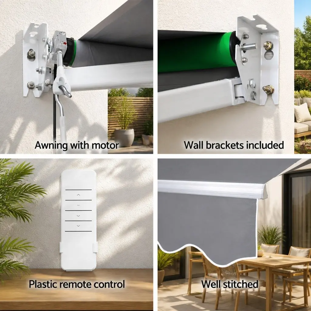 Retractable Folding Arm Motorised Awning Sunshade 4m x 2.5m Patio Garden Shade