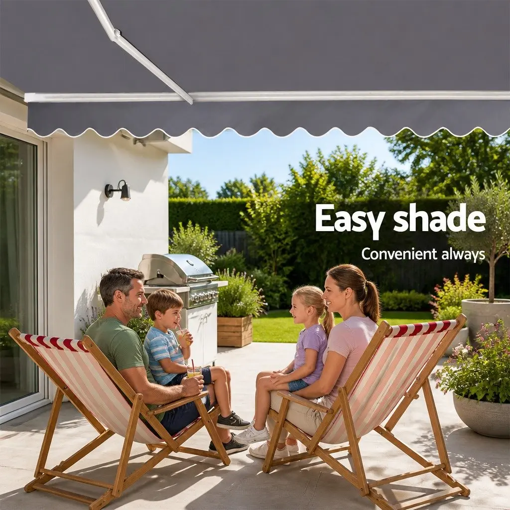 Retractable Folding Arm Motorised Awning Sunshade 4m x 2.5m Patio Garden Shade
