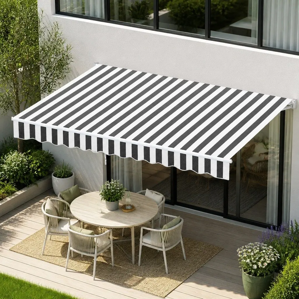 Retractable Folding Arm Awning for Patio Garden 4M x 3M Grey