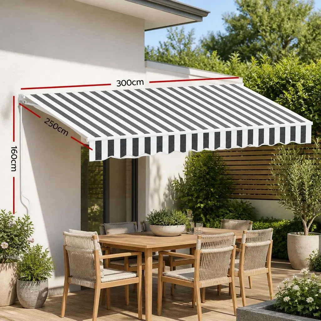 Retractable Folding Arm Awning for Patio Garden 4M x 3M Grey