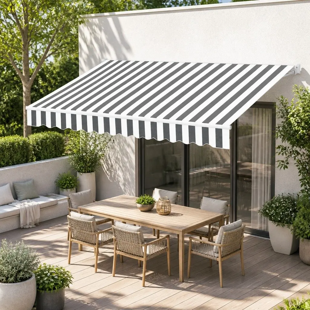 Retractable Folding Arm Awning for Patio Garden 4M x 3M Grey