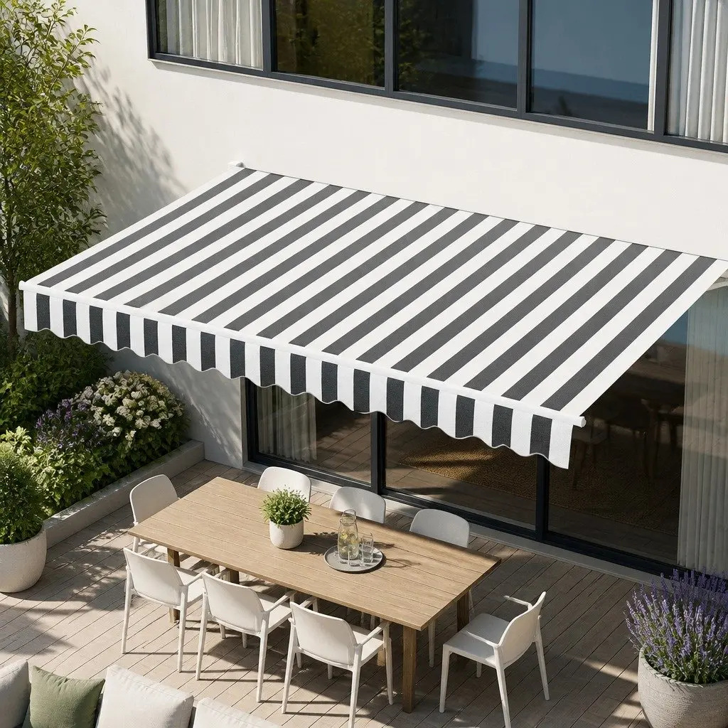Retractable Folding Arm Awning for Patio Garden 4M x 3M Grey
